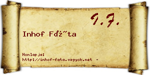 Inhof Fáta névjegykártya